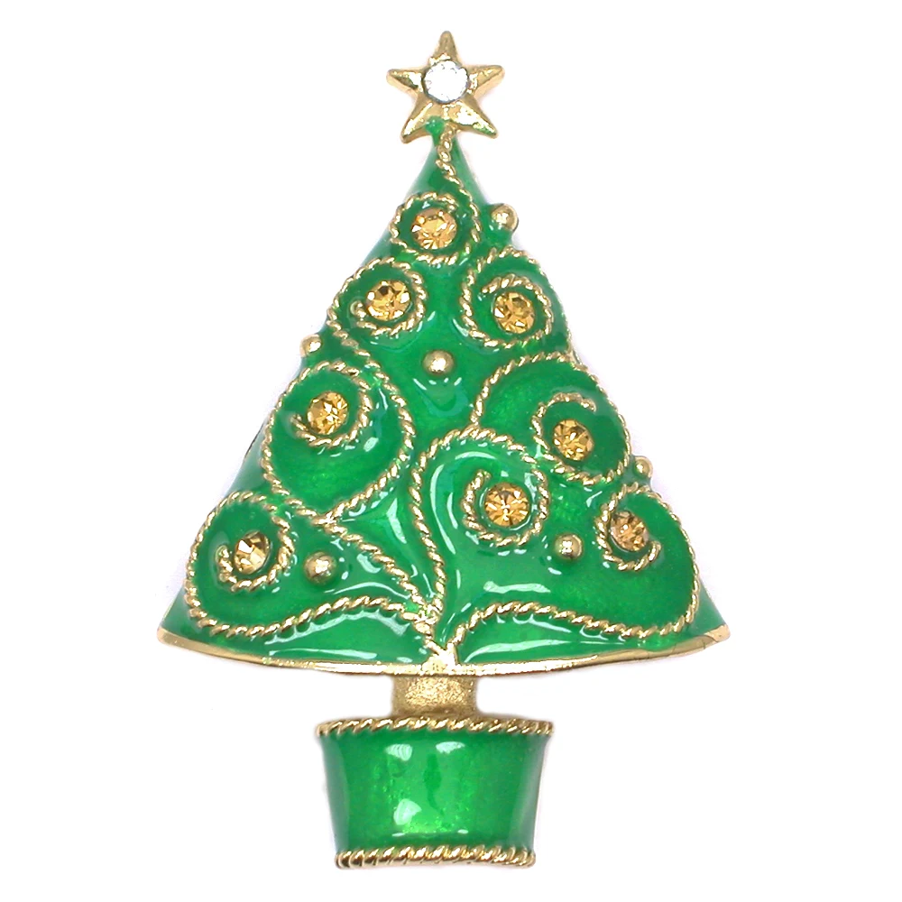 

Enamel Christmas tree Rhinestone Carystal Brooches for party prom pin Women Concert Brooch Pins Christmas Gifts Accessories