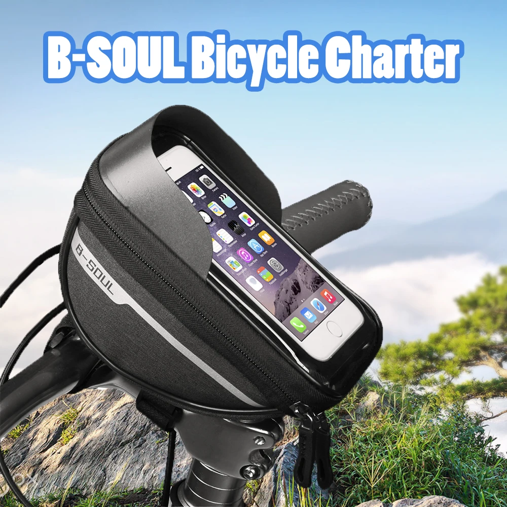 

B-Soul Bike Bag Frame Front Top Tube Cycling Bag Waterproof 6.4in Phone Case Touch Screen Bag MTB Road Pack Bicycle Accessories