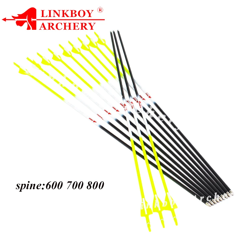 12pcs Carbon Arrow ID4.2mm Sp600 700 800 900 1.75inch Arrow Vanes Point 80gr for Recurve Bow Longbow Shooting Archery