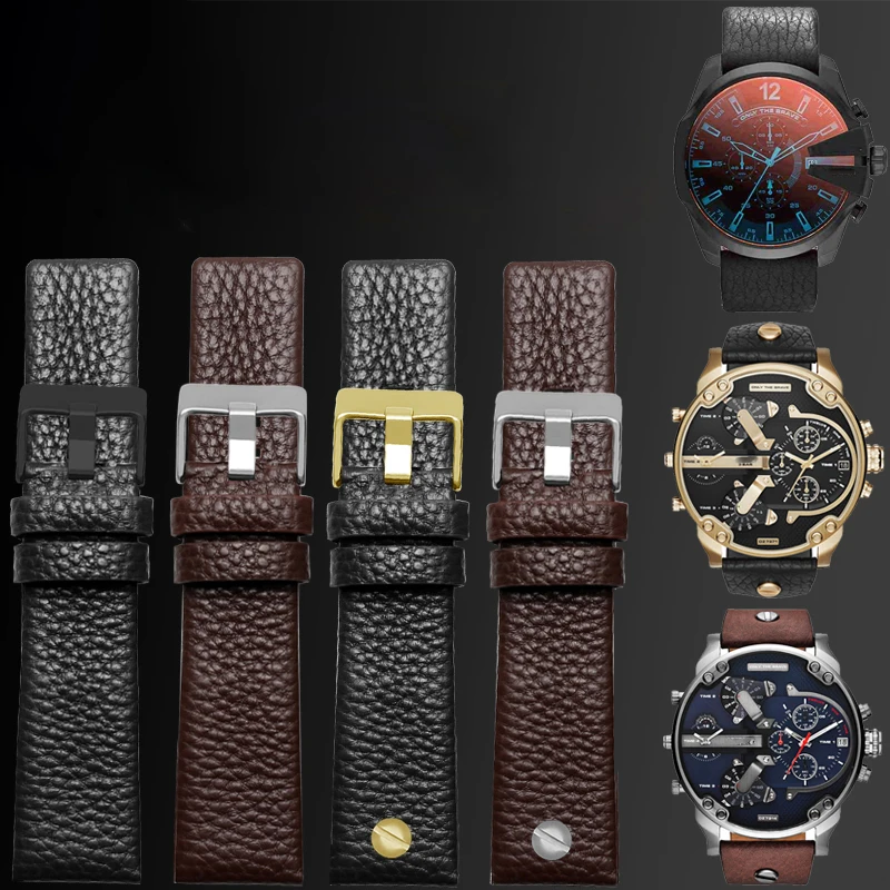 Ремешок из натуральной кожи для часов diesel DZ7257 1657 4323 7314 7313 22 мм 24 26 27 28 30 Черный