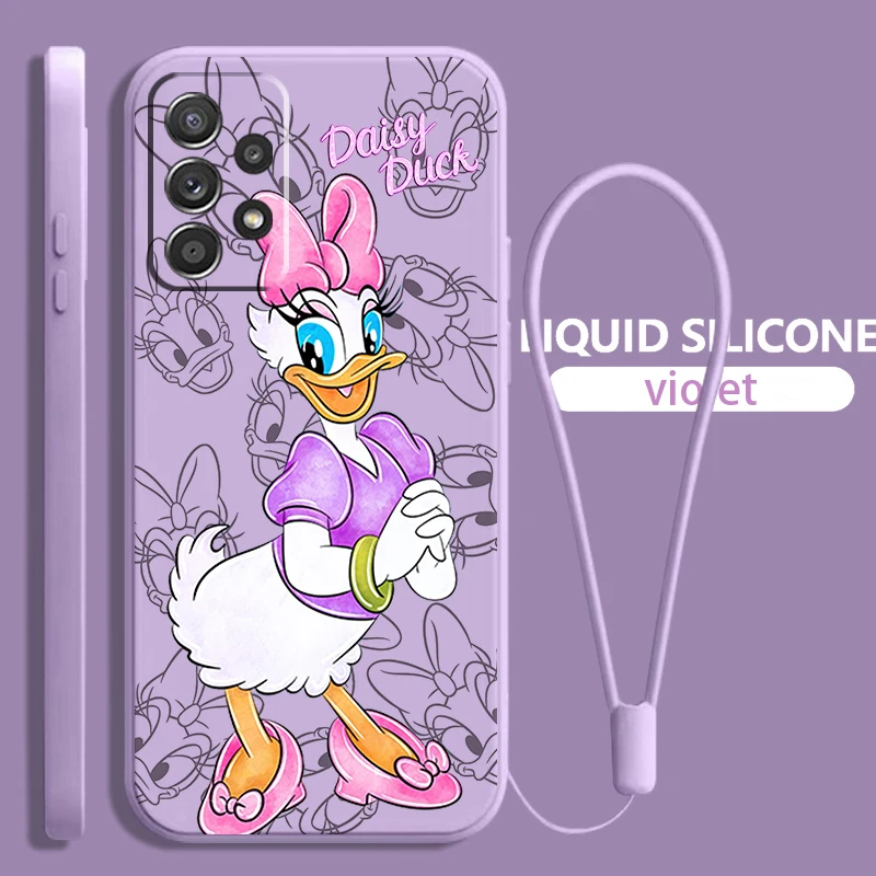 

Disney Daisy Duck For Samsung Galaxy A73 A54 A53 A33 A52 A32 A22 A71 A51 A21S A03S 4G 5G Liquid Rope Soft Phone Case Fundas