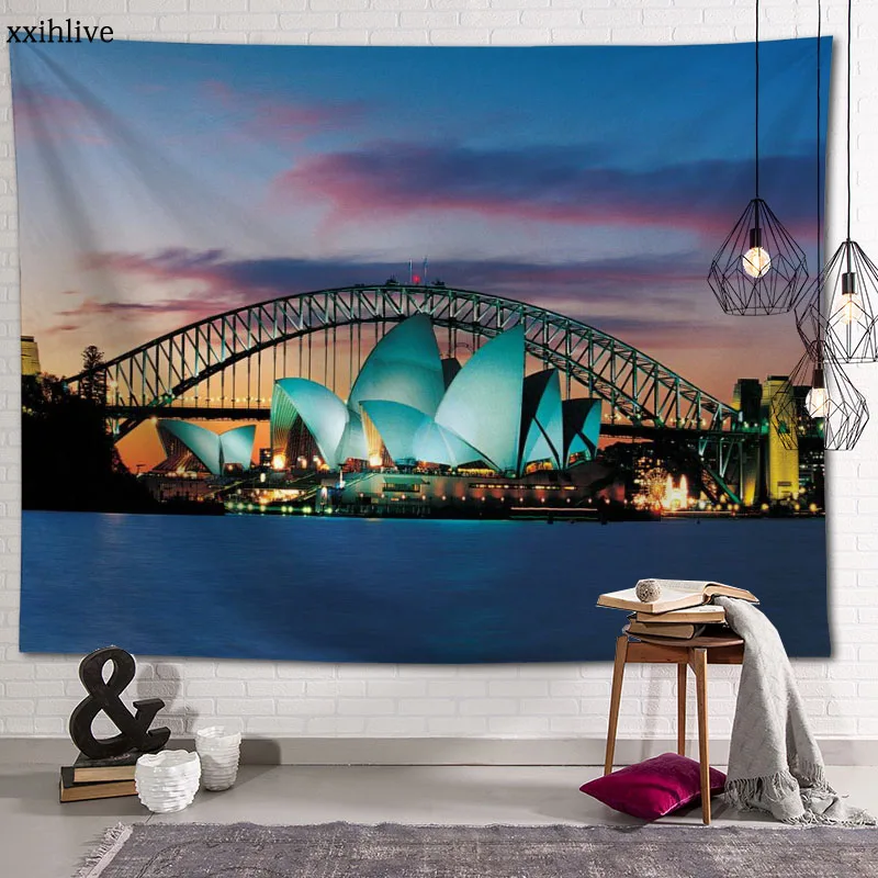 Знаменитые здания, Сиднейский оперный театр, HD-гобелен на заказ, дорожный матрас, настенные ковры, искусство, домашний декор, 70x95 см, 100x150 см