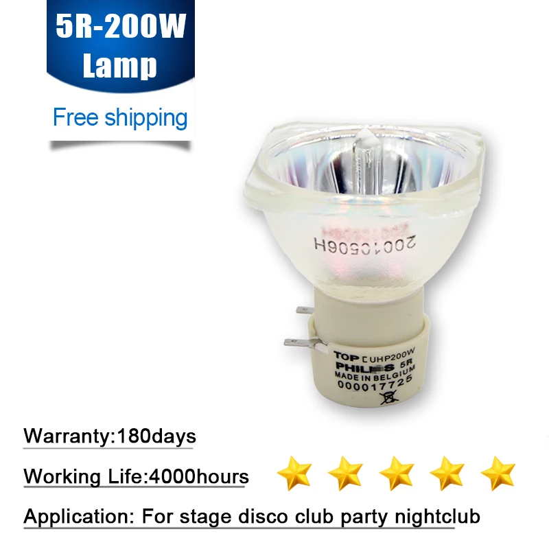 

Высокое качество 1 шт./лот 200 Вт лампа MSD PLATINUM 5R, для луча 200 Вт Шарпи, движущаяся голова, луч света, лампа для сцены