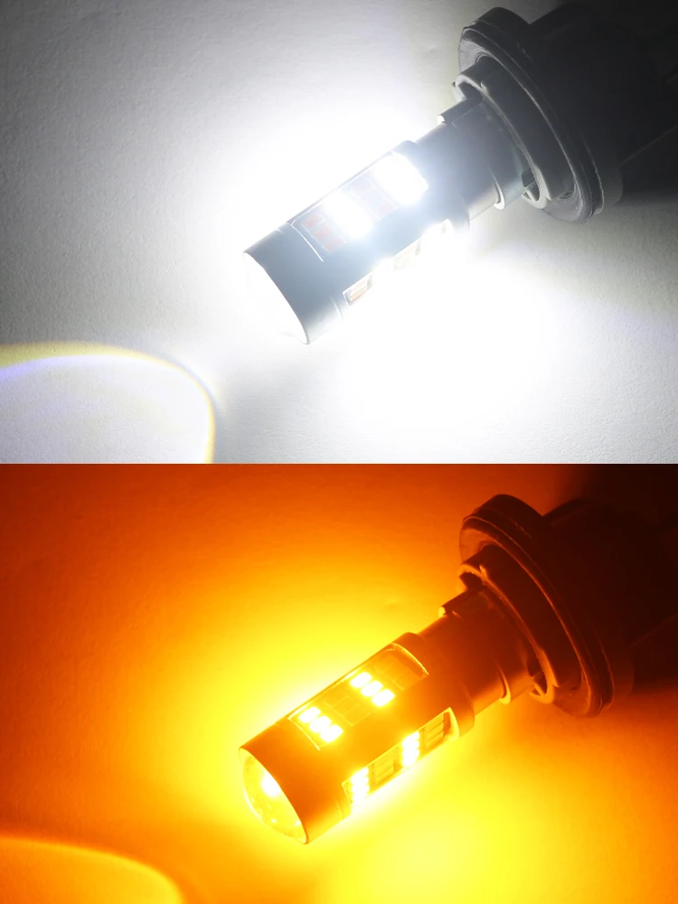 

2 шт. 1157 BAY15D двухцветные лампы белого + янтарного цвета P21/5 Вт светодиодные автомобильные лампы DRL и указатели поворота 2835 42-Smd