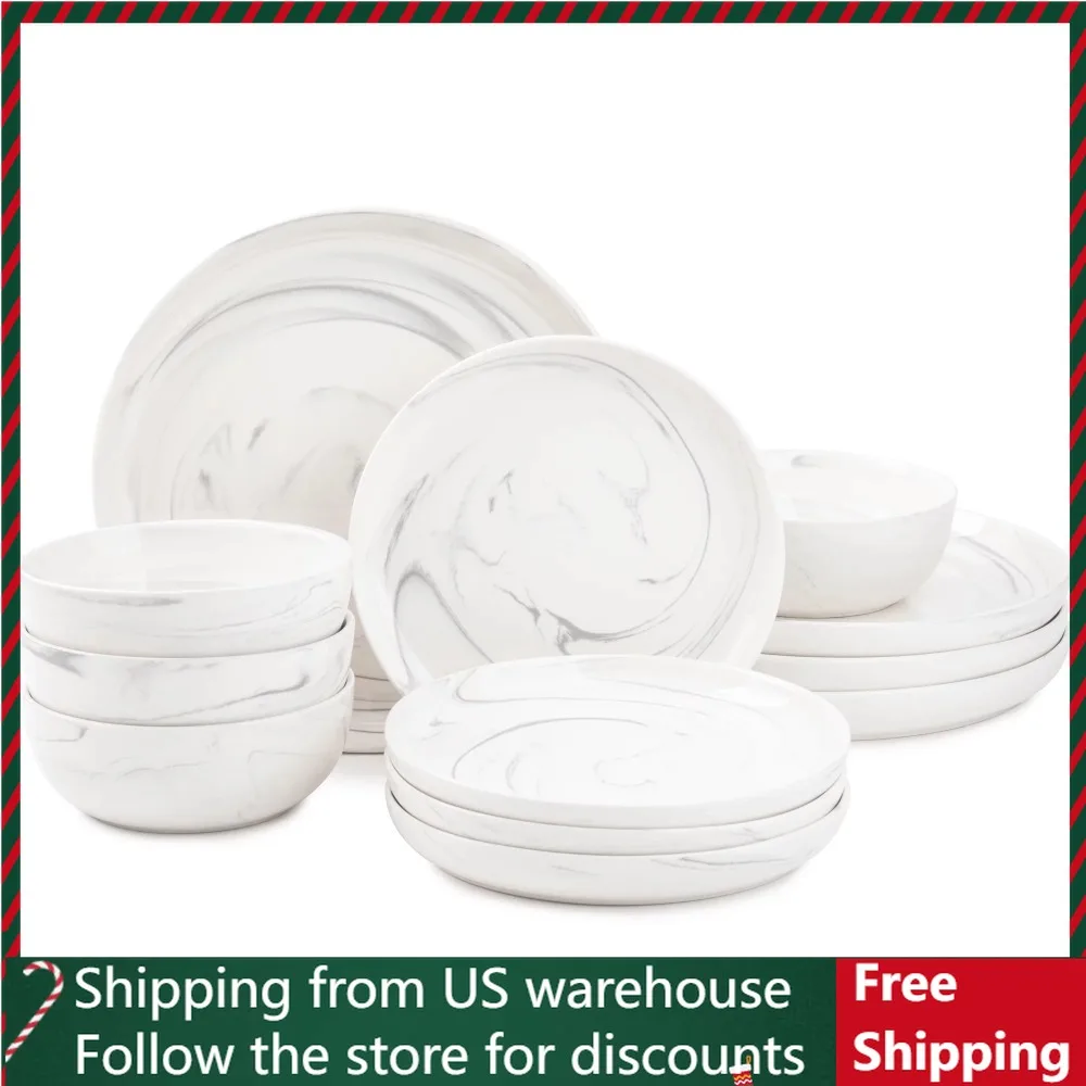 

Dinnerware Grey Marble Stoneware, 12 Piece Set