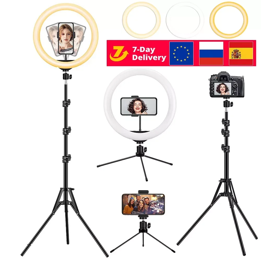 

10 13 inches LED Selfie Ring Light With Tripod Photography Lighting Round Flash Ring Lamp Ringlight for TikTok Youtube Video