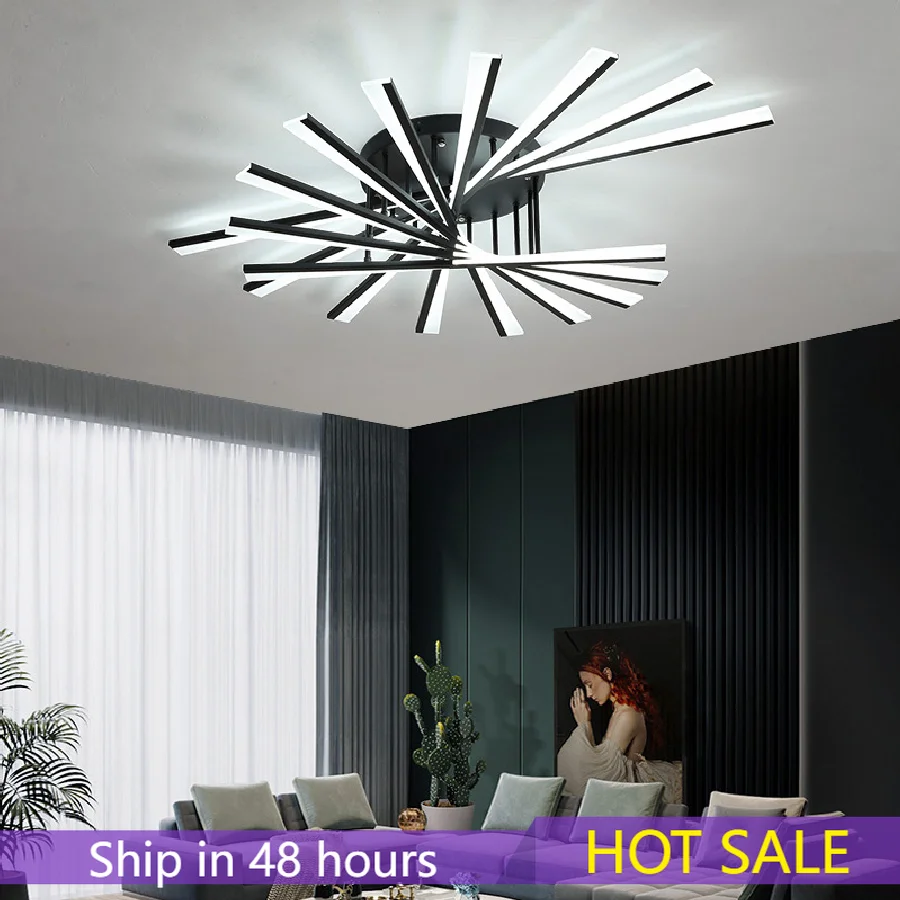

Modern Creative LED Ceiling Light For Dining Living Room Lobby Surface Mount Bedroom Indoor Home Simple Black New Panel Lamp