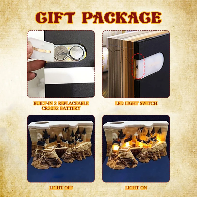 3D Волшебный замок-памятка с подсветкой отрывной бумажный дисплей