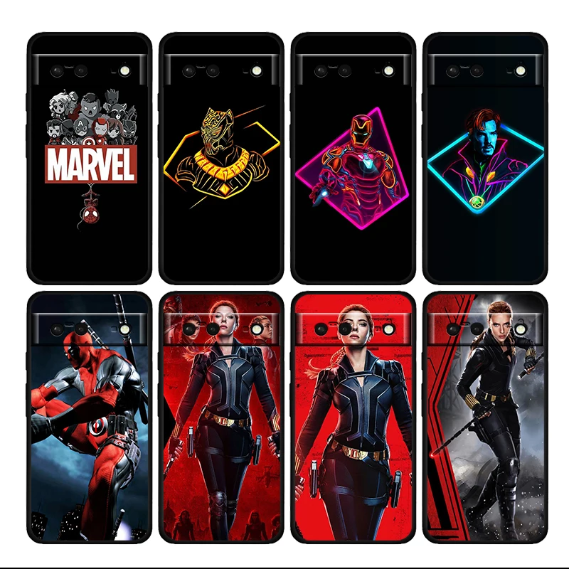 

Captain America Iron Man Shockproof Cover For Google Pixel 7 6 6A 5 4 5A 4A XL Pro TPU Soft Silicone Black Phone Case Coque Capa