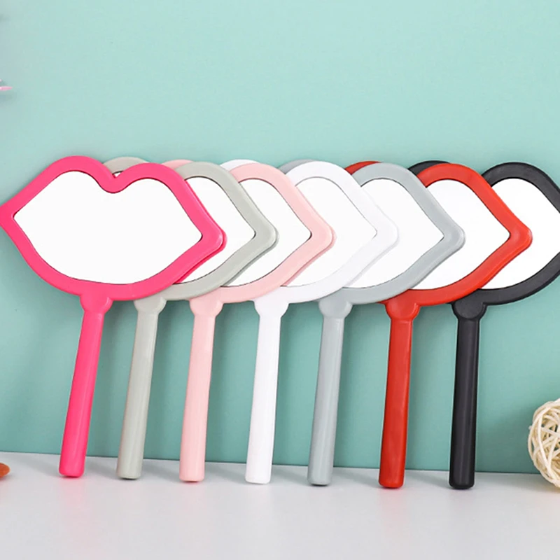 

Ручное зеркало для макияжа в форме губ, 1 шт., зеркало для макияжа с ручкой, компактное зеркало для спа-салона, косметическое зеркало для женщин