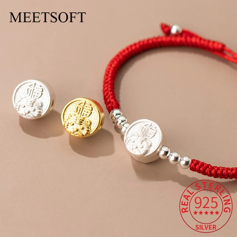 MEETSOFT модные бусины из серебра пробы с китайскими знаками Зодиака и тигром