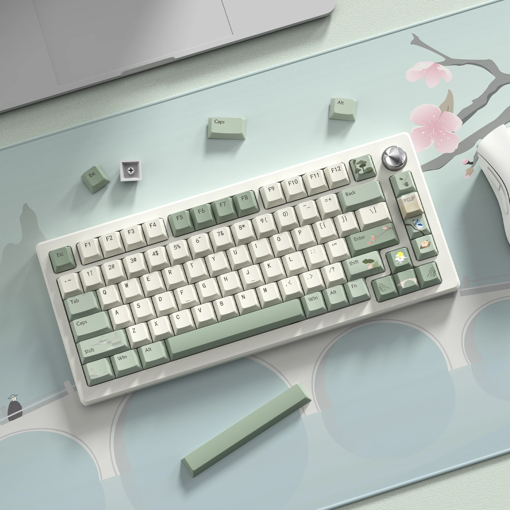 134 клавиши Cherry Profile весенний чай сублимационная краска колпачки для клавиш из ПБТ