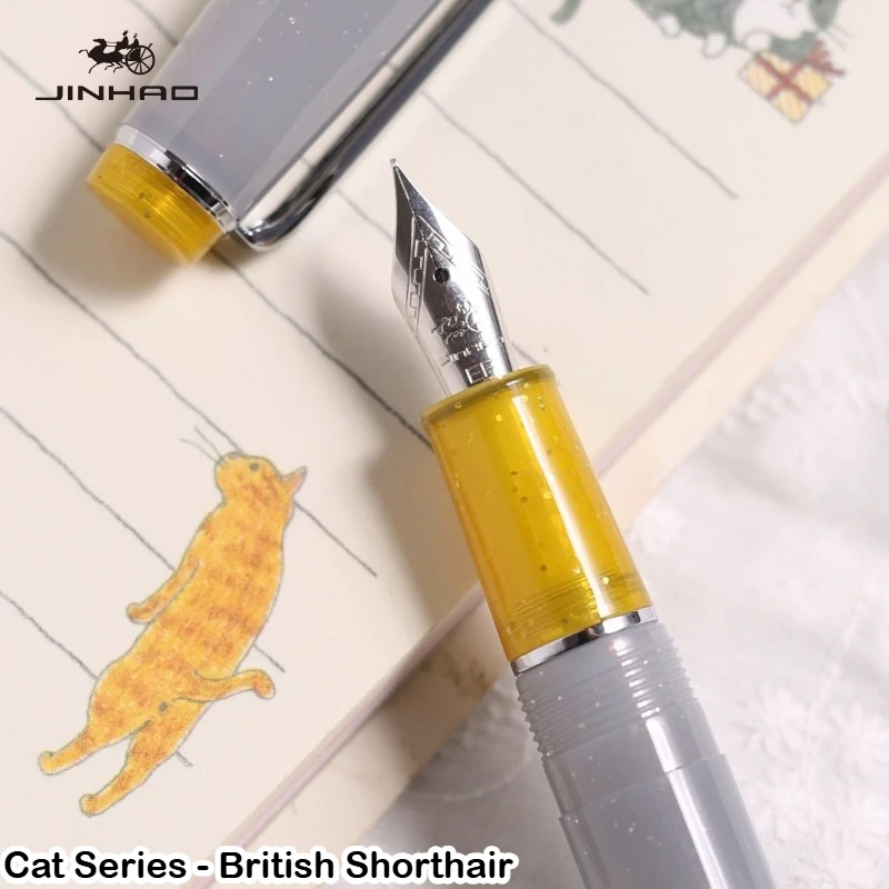 Фото Ручка-фонтан JINHAO 82 серии Limited Edition Pet Cat, EF/F/M, с зажимом из розового золота, для каллиграфии, канцелярские товары для школы и офиса №4