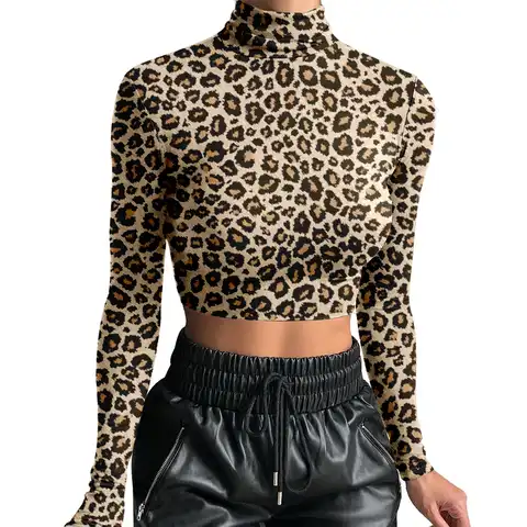 Women Blouses Long Sleeve Leopard print Blouses and tops Spring Autumn slim crop Top sexy zebra women pacty club blusas female
