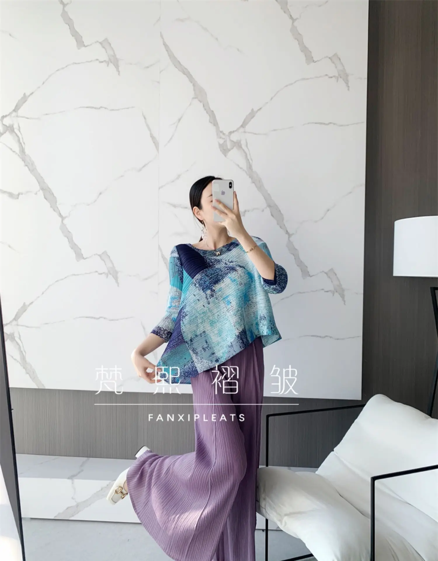 Лидер продаж модные Асимметричные футболки миаке с круглым вырезом и три