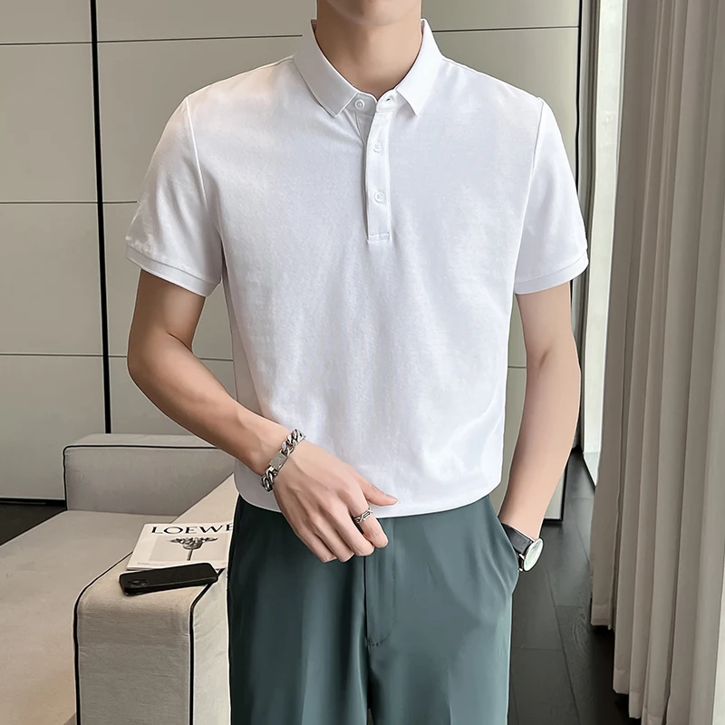 

Summer New Brand Classic Men Polo Shirts Short Sleeve Business Casual Tops Fashion Men Clothing White Black Blue