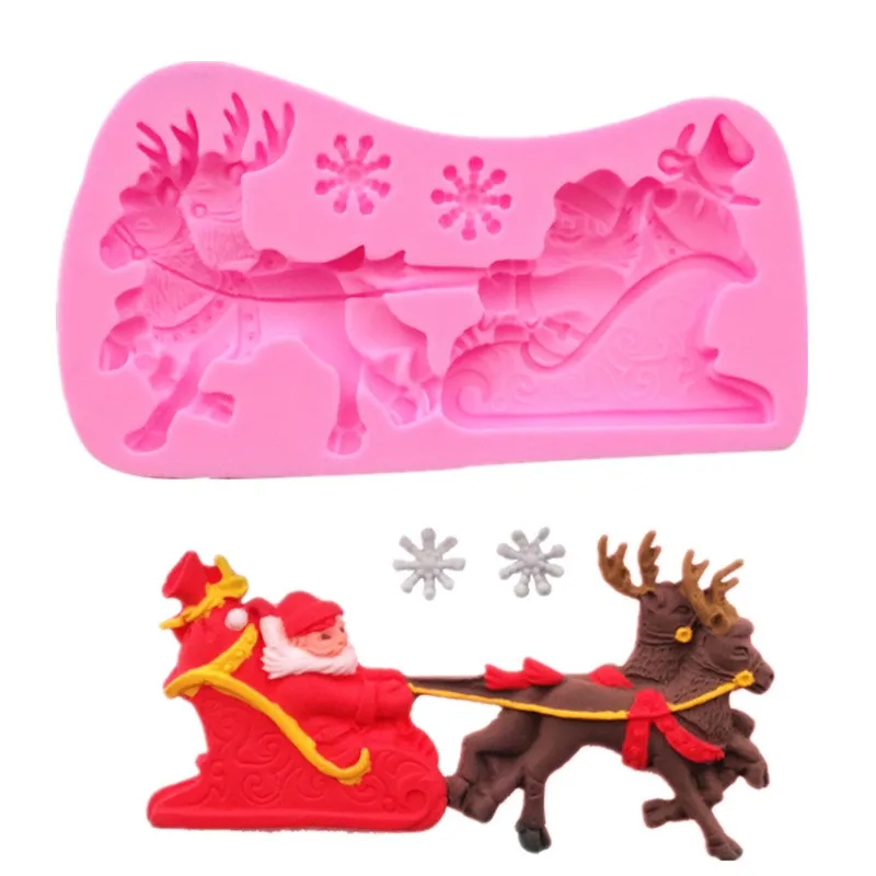 

Форма для торта с оленем и Сантой, силиконовая форма для украшения торта