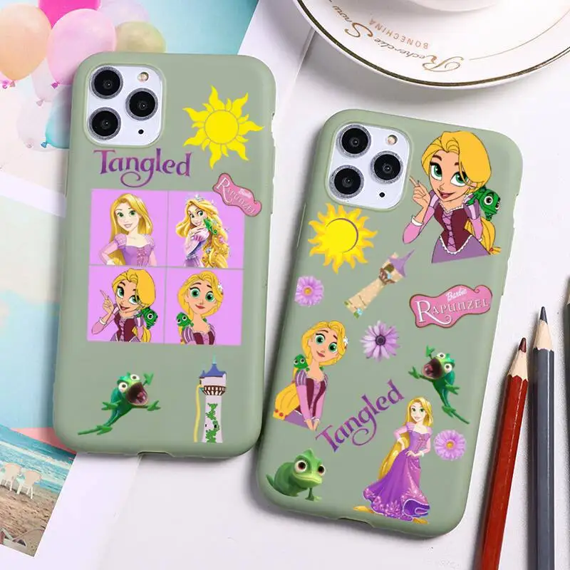 

Disney Princess Tangled rapunzel Phone Case For iphone 13 12 11 Pro Max Mini XS 8 7 6 6S Plus X SE 2020 XR Candy green cover