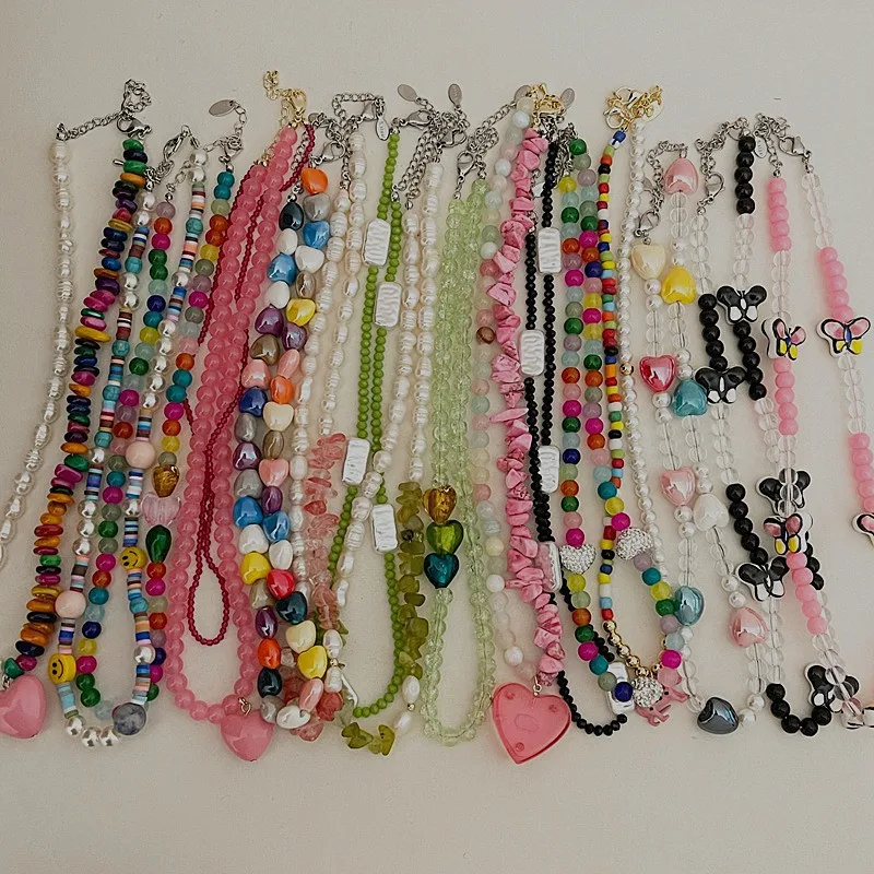 

Vintage Colorful Beaded Choker Necklaces for Women Bohemian Irregular Pearl Aesthetic Jewelry Wedding Party