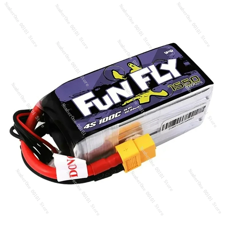 Фото FUNFLY 1300 мАч 1550 мАч 1800 мАч 3S 4S 11,1 В 14,8 В 100C Lipo Батарея XT60 Разъем для FPV 250 230 210 180 Размер №3