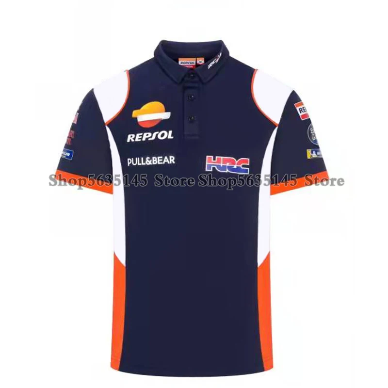 

For HONDA HRC Repsol Polo Shirt GP Motorcycle Racing Team Riding Sports Mens White Dark Blue Summer Quick Dry Breathable Jerseys