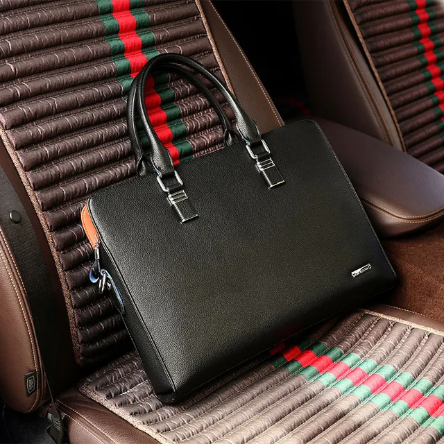 Genuine Leather Men Business Briefcase Cowhide Horizontal Handbag Casual Shoulder Bag Daily Laptop Bag For Male 2