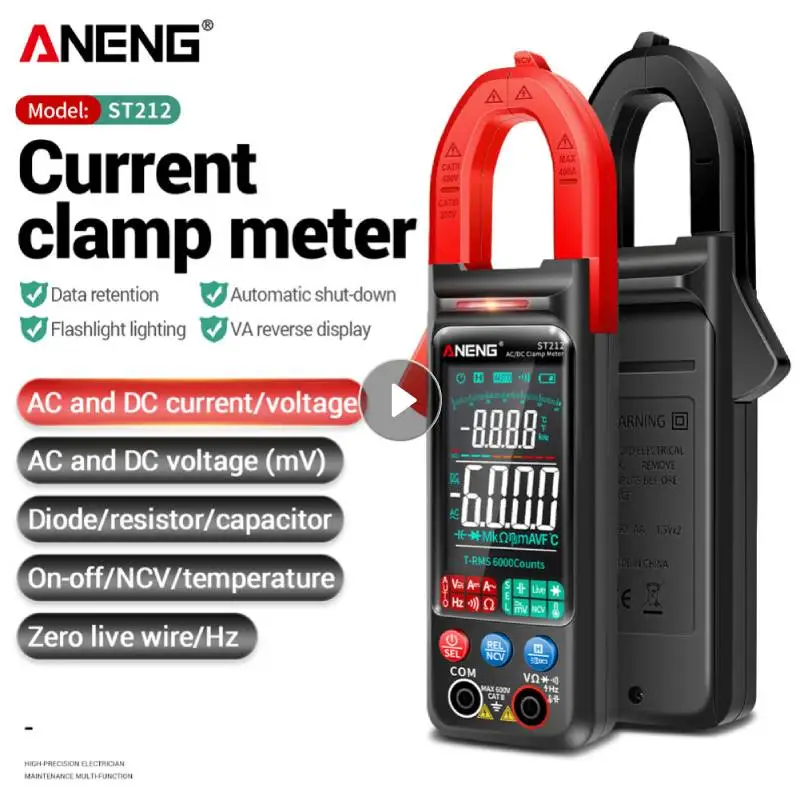 

ANENG ST212 Digital Clamp Meter DC/AC Current 6000 Counts Multimeter Ammeter Voltage Tester Car Amp Hz Capacitance NCV Ohm Test