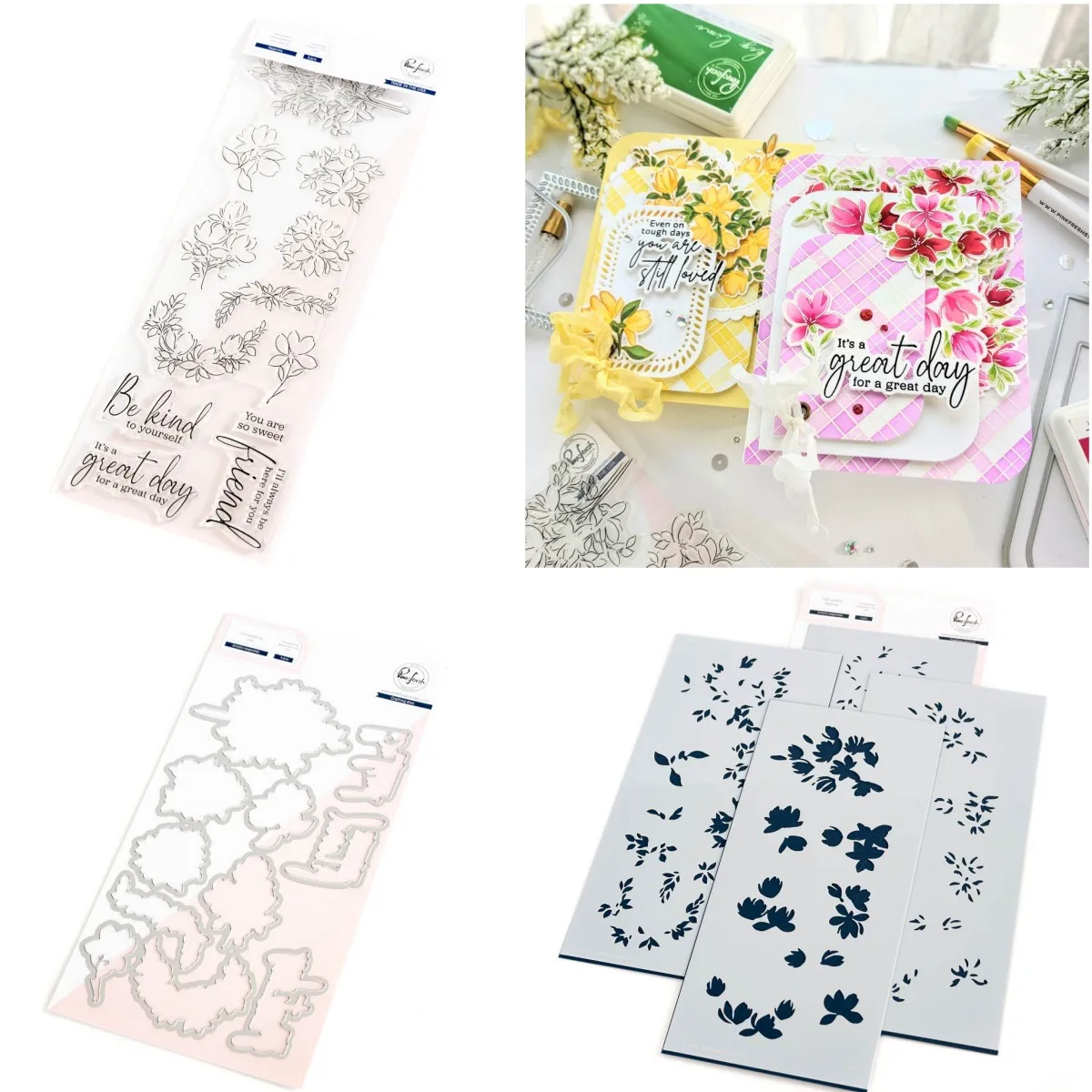 

2023 New Artistic Magnolias Metal Cutting Dies Clear Stamps Stencil Scrapbooking Paper Diary Decoration Embossing Template
