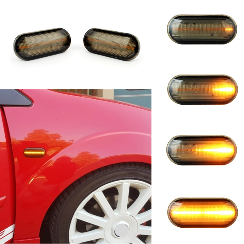 Пара светодиодных динамических боковых габаритных огней поворотников для VW Passat