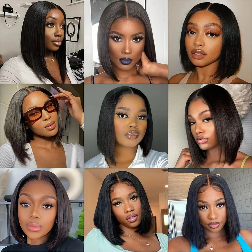 180 плотность короткий боб парик кости прямые человеческие волосы парики для