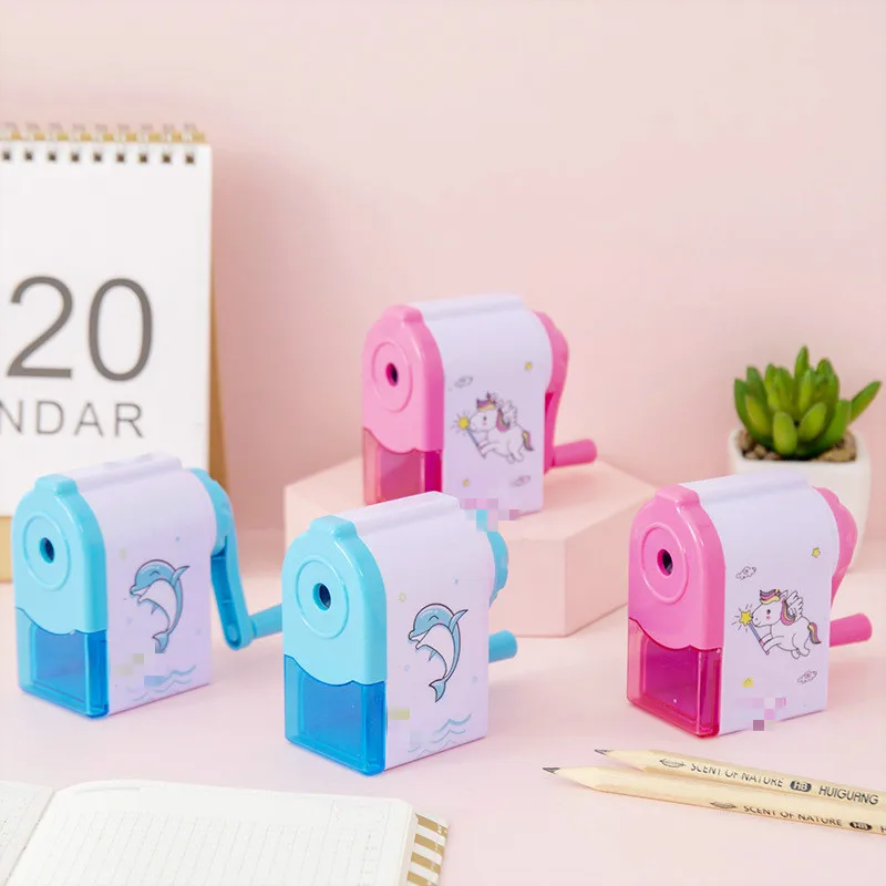 

1PC Pencil Sharpener for Kids Hand-cranked Cartoon Automatic Pen Kawaii Stationery Items Student Painting School Supplies