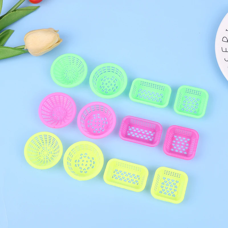 

4Pcs/Set 1:12 Dollhouse Miniature Storage Basket Washing Vegetables Fruit Baskets Food Storage Basket Doll House Decor