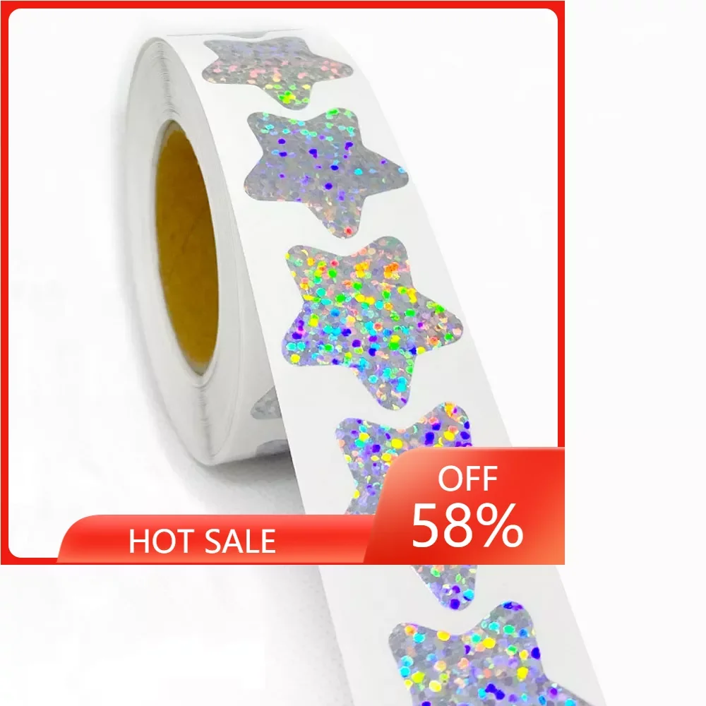 

Exquisite 50-500pcs Laser Blank Love Heart Stars Round Stickers Handmade Decoration Holiday Birthday Party Sealing Label Sticker
