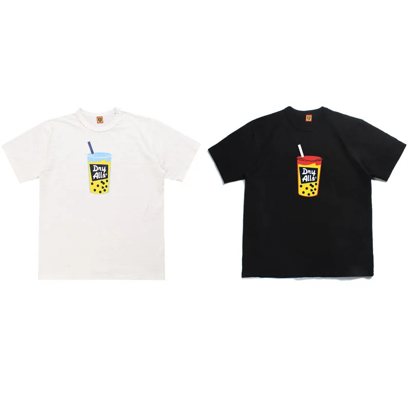 

2022 Human Made men and women short-sleeved cartoon milk tea loose slub cotton t-shirt TX561