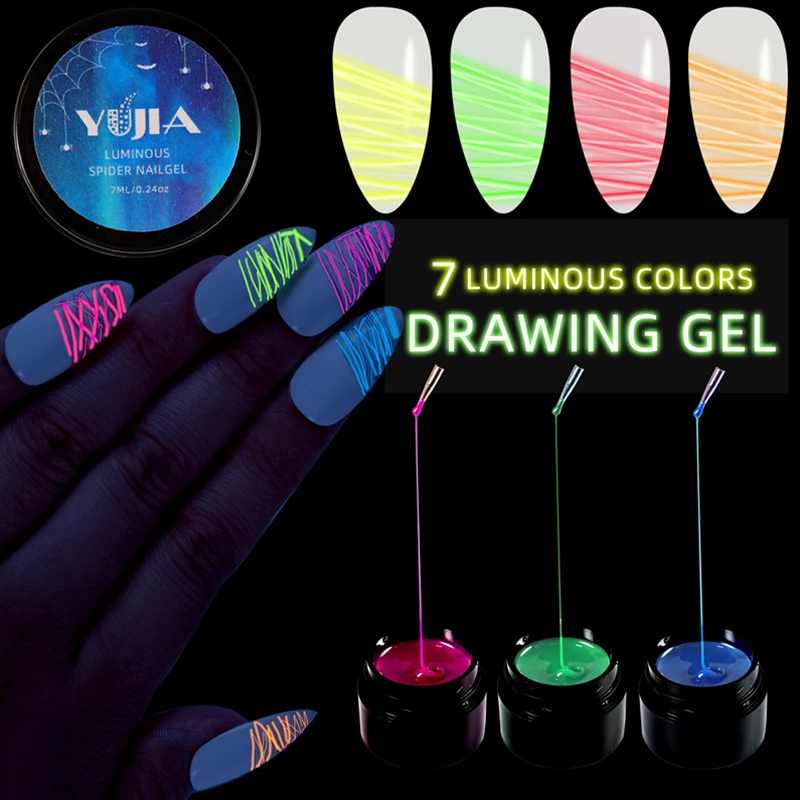 

Luminous Spider Web UV Glue Lacquer Silk Varnish Painting Liner DIY Design Multicolor Manicure Wire Drawing Gel Nails Polish