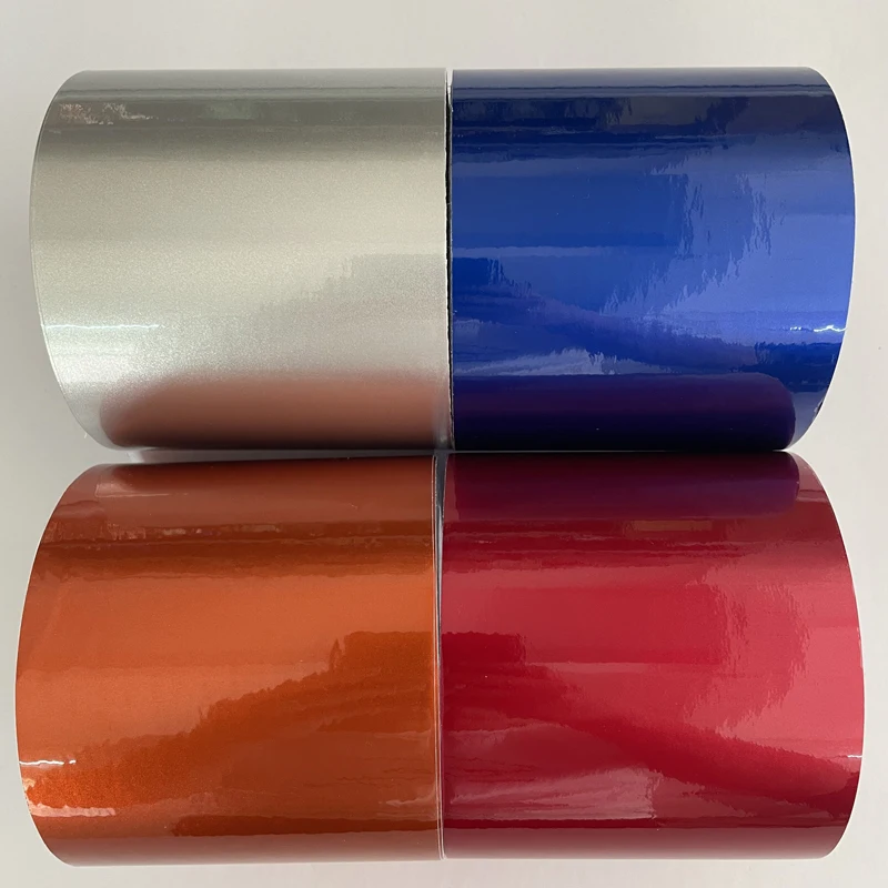 

10cm width Gloss Metallic Red Blue Orange Silver Vinyl Wrap Car Wrapping Film Self Adhesive DIY Decals Stickers