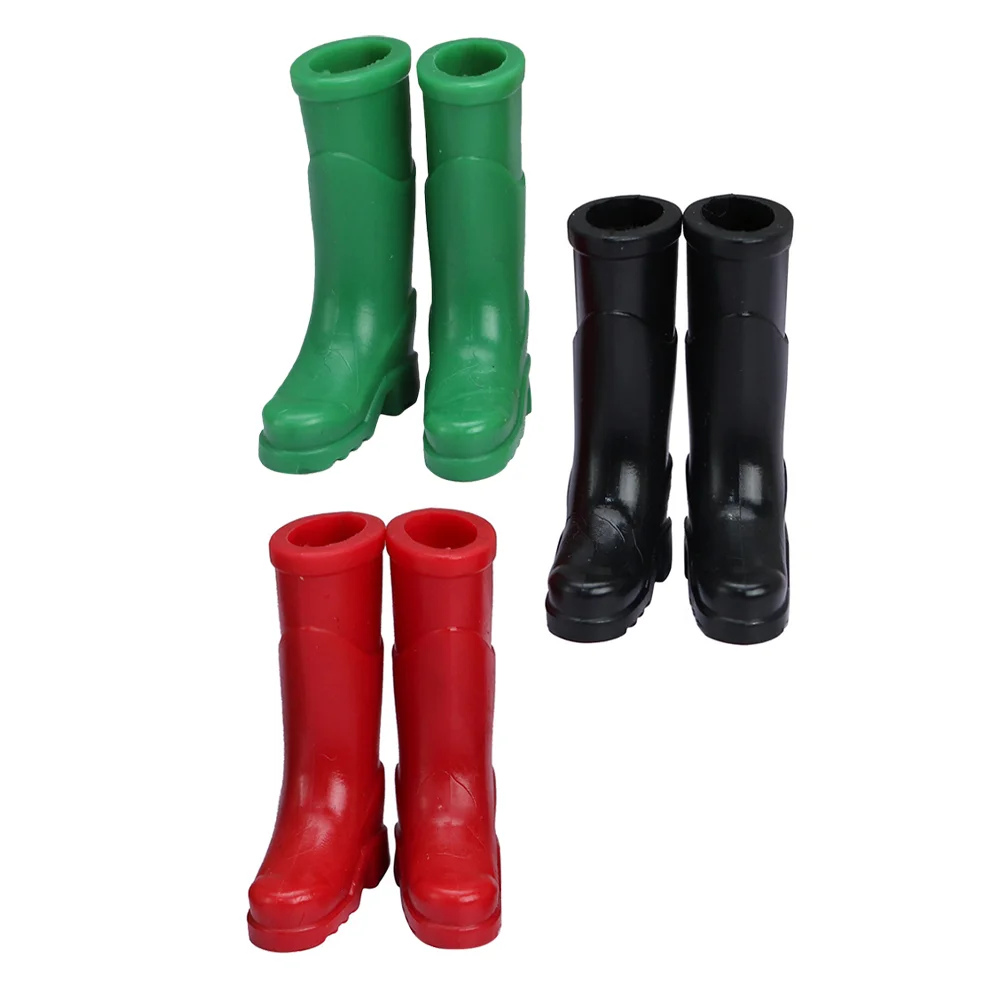 

3 pairs of Mini Boot Model House Shoes Mini Scene Adornments Rain Boots Decors