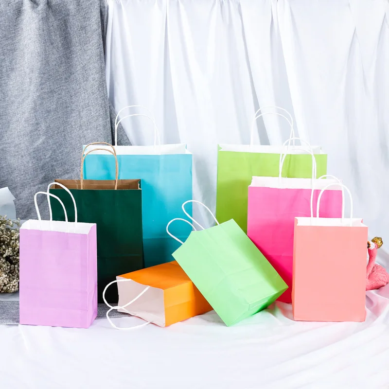 

10/20/50pcs Mini Small Kraft Paper Bag with Handles Festival Gift Bag High Quality Candy Shopping Bags