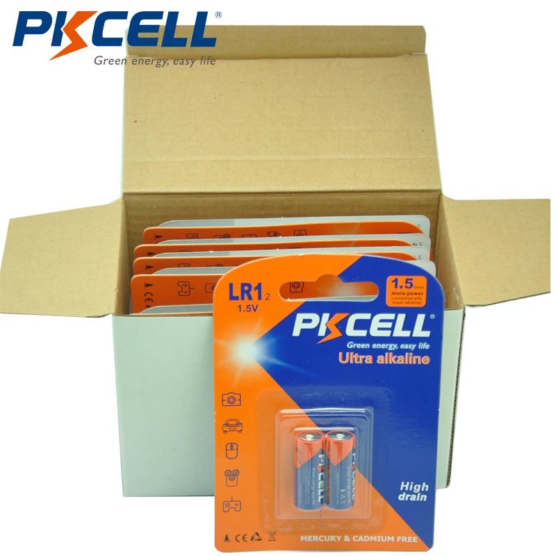

20pcs/10packs PKCELL 1.5V Primary Battery 910A LR1 SIZE N AM5 E90 MN9100 Alkaline Battery Dry Batteries For Bluetooth Headsets