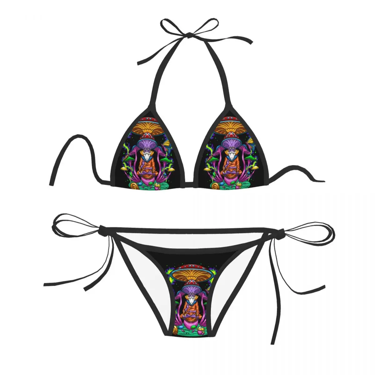 

Bikini Set Swimwear Women Swimsuit Sexy Push Up Swimming Bathing Suit Psychedelic Mushroom Wise Meditation Beachwear