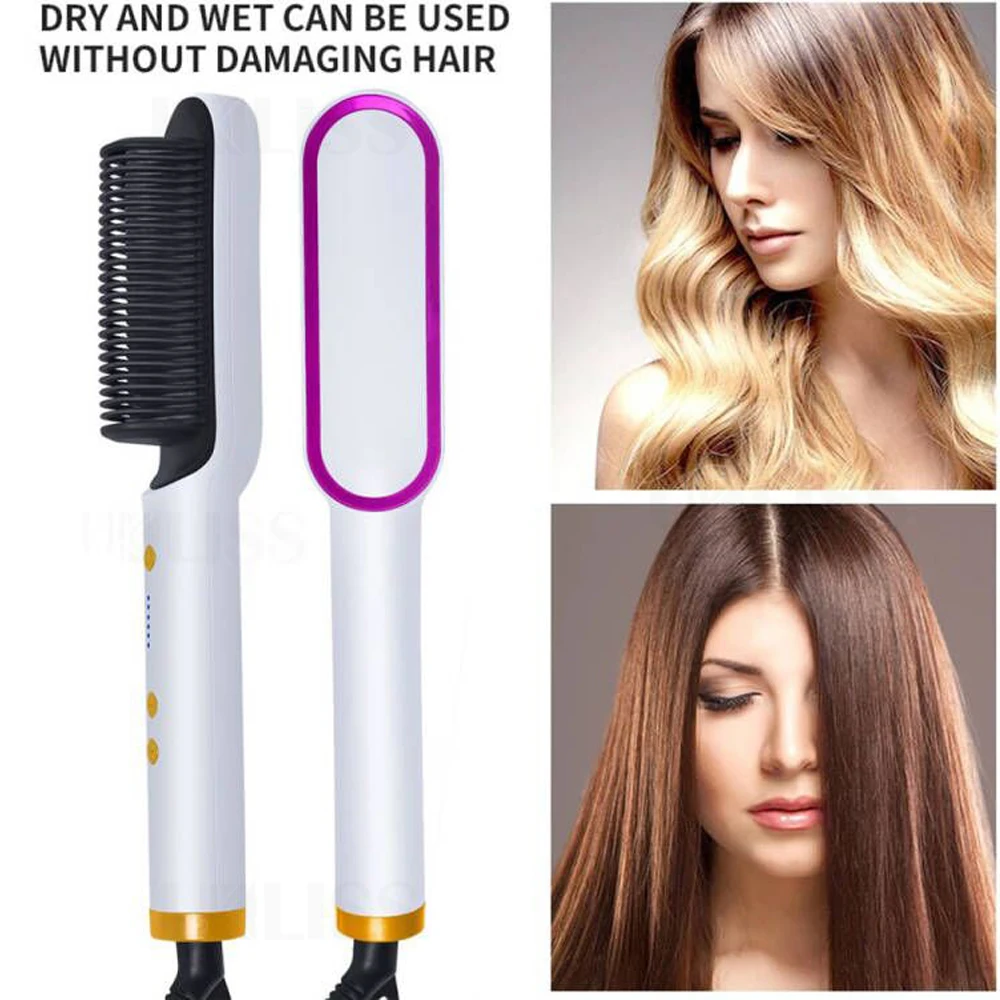 Professional Hair Straightener Hot Comb Electric Straightening Brush Quick Heated Beard Hair Curler Styling Tools for Men/Women