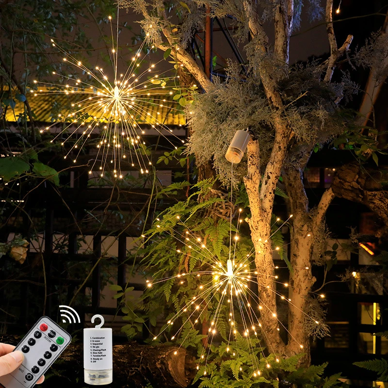 

LED Fireworks Lights 120/200LEDs Waterproof Outdoor Lights Garland Home Garden New Year 2024 Christmas Decorations for Home 2023