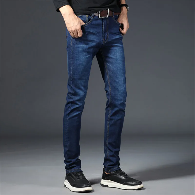 Black Distressed Jeans Blue Men's Fashion Jeans Business Casual Stretch Slim Jeans Trousers Denim Pants Male Urban Clothes 28-40