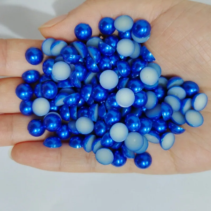 

Sapphire 3mm-12mm Half Round ABS Imitation Pearls Flatback Acrylic Pearl Glue On Pearls Beads Nail Art Crafts Diy Decorations
