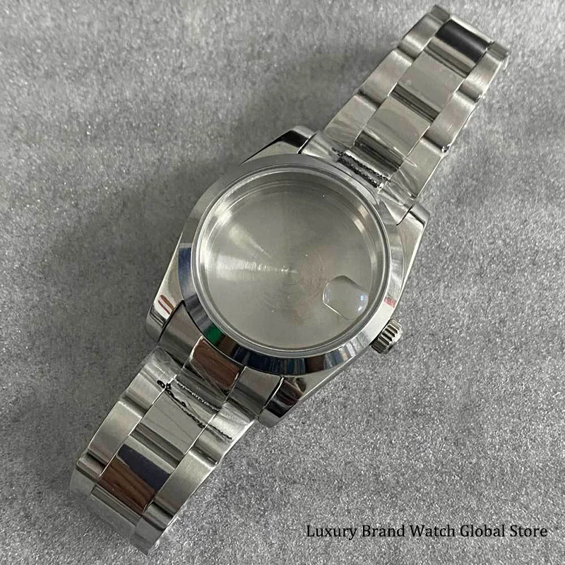 PORSTIER New 36mm Sapphire Glass Waterproof Silver Watch Case Stainless Steel Polished Case Fit Janpan NH35/NH36/4R Movement