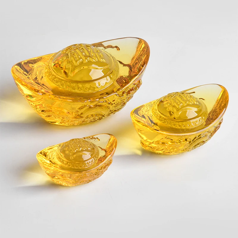 Китайский стиль цитрин слиток золото хрустальное стекло цветная глазурь