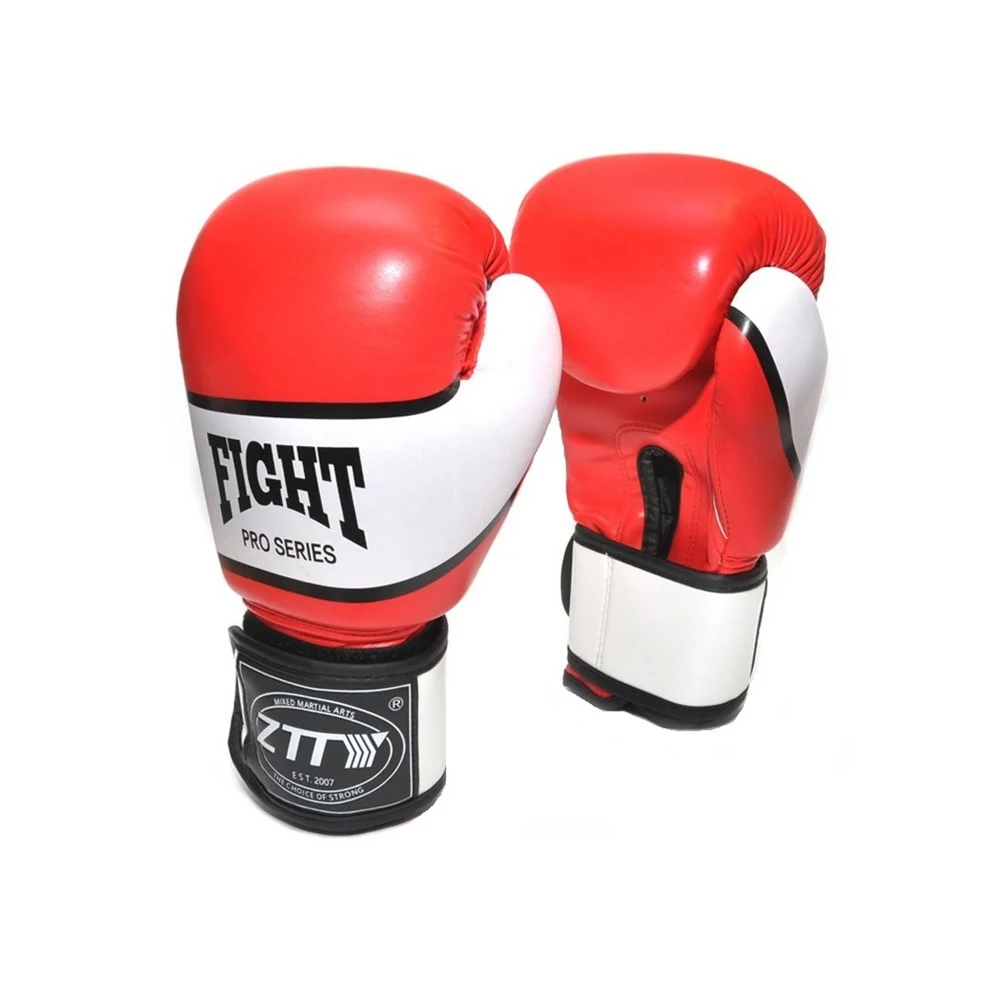 Тренировочные перчатки для бокса FIGHT PRO SERIES боксерские STRONG BODY бело-скрасные |