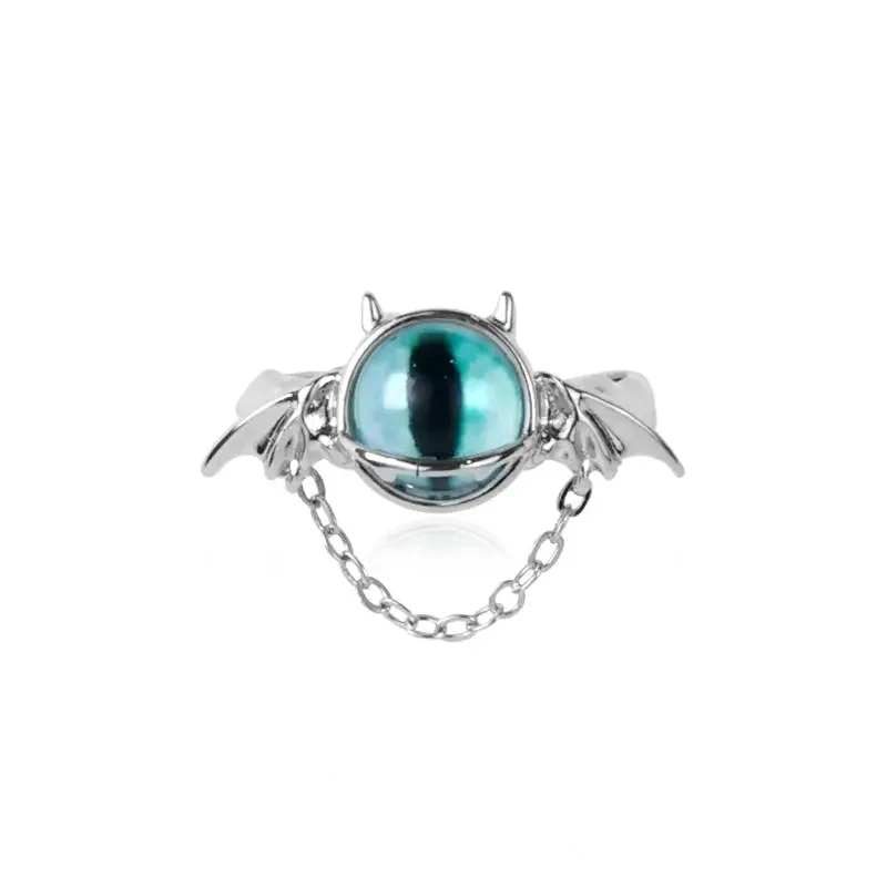 

Vintage Fashion Personality Little Devil Eye Chain Ring Unisex Hip Hop Punk Open Ring Banquet Jewelry