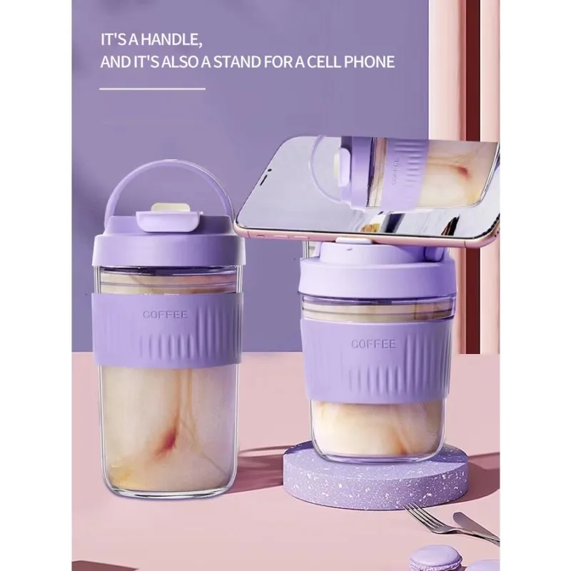 

Portable Three-sided Anti-slip Design With Straw Gift Cup Sealing And Leakage Prevention Water Cups Big Mouth Cup Design