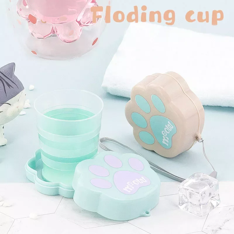 

Cartoon Cat Claw Folding Cup Outdoor Camping Cup Folding Water Cup Silicone Travel Coffee Tea Mug Telescopic Cup Drinkware